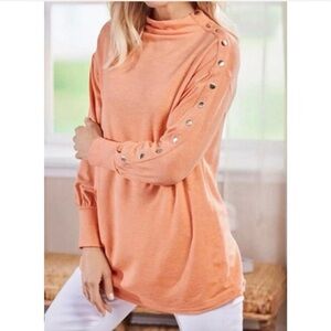 Soft Surroundings Arley Funnel Neck Tunic Sweater in Nectarine